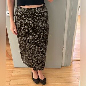 🍄 Vintage Essay Wrap Skirt Polka Dots Black Sz 8